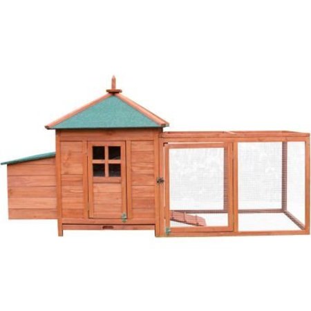 ALMO FULFILLMENT SERVICES LLC Hanover Wooden Chicken Coop with Ramp, Nesting Box, Wire Mesh Run and Waterproof Roof HANCC0101-CDR